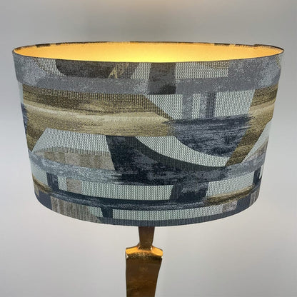 Totem Nickel & Champagne Floor Lamp with Berlin Ochre Oval Shade