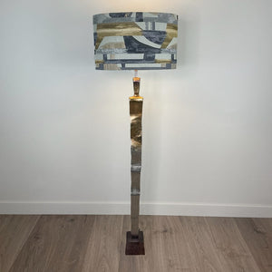 Totem Nickel & Champagne Floor Lamp with Berlin Ochre Oval Shade