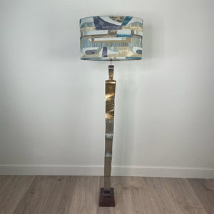Totem Nickel & Champagne Floor Lamp with Berlin Teal Oval Shade