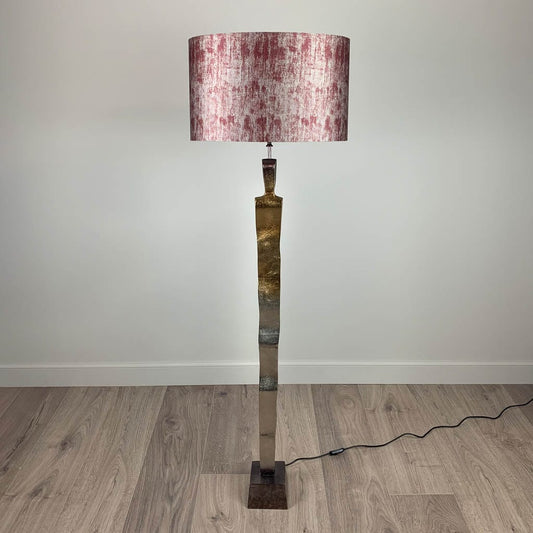 Totem Nickel & Champagne Floor Lamp with Filipo Cardinal Oval Shade