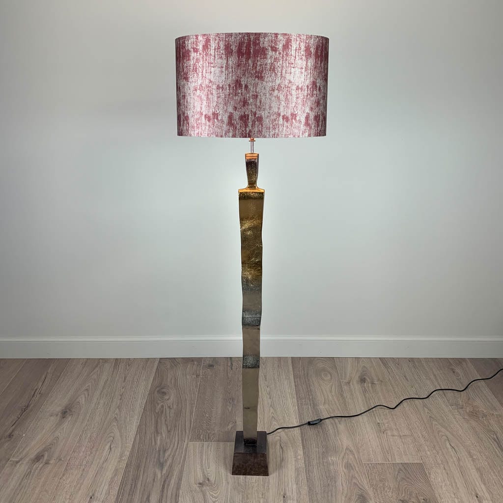 Totem Nickel & Champagne Floor Lamp with Filipo Cardinal Oval Shade