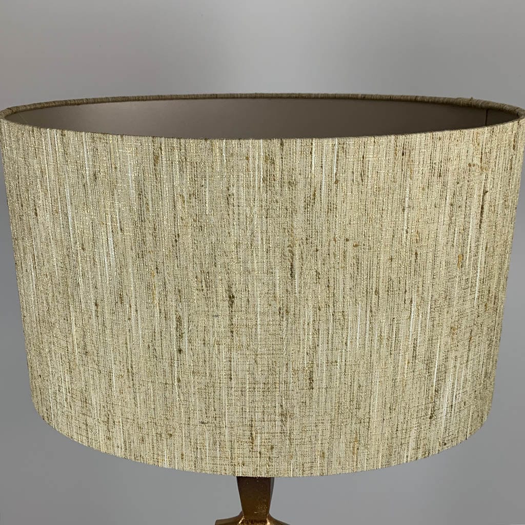 Totem Nickel & Champagne Floor Lamp with Textured Honeycomb Oval Shade