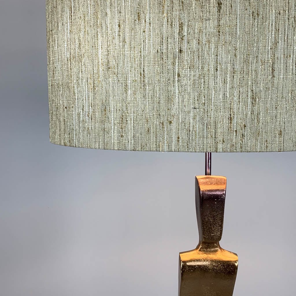 Totem Nickel & Champagne Floor Lamp with Textured Honeycomb Oval Shade