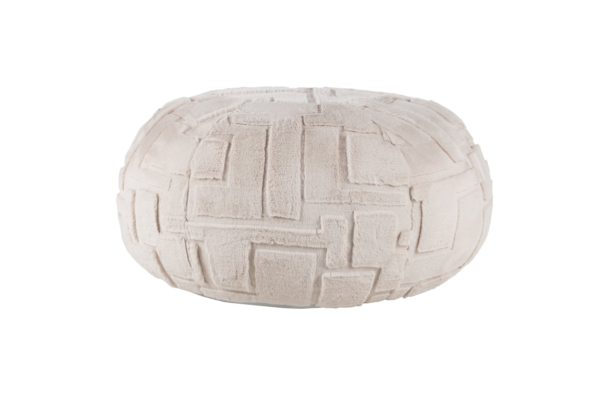 Round woven ottoman cushion pod seat on a white background