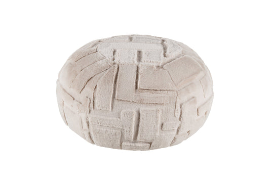 Textured round ottoman on a white background