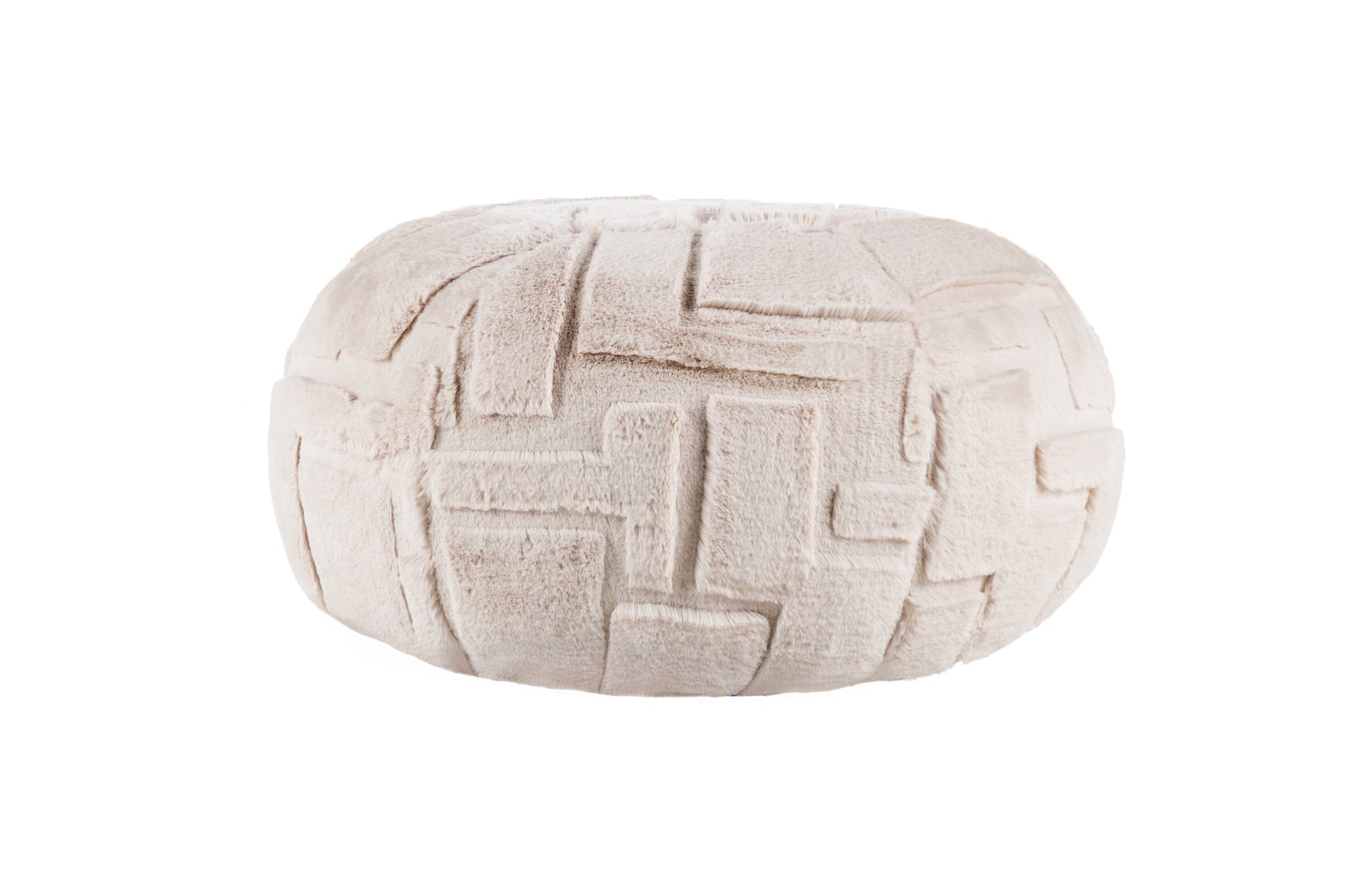 Textured round geometric cushion pod seat on a white background