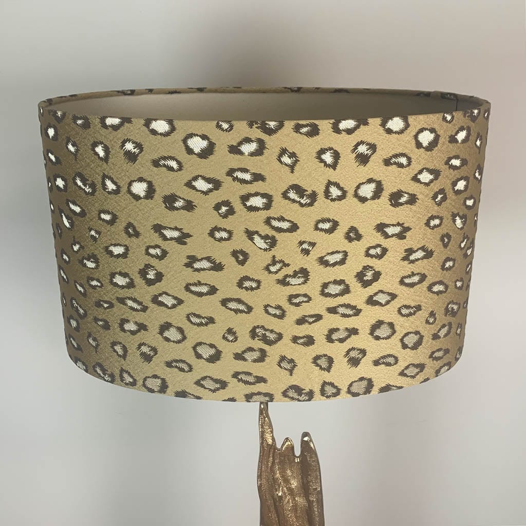 Trident Gold Floor Lamp with Golden Leopard Print Soft Velvet Oval Shade