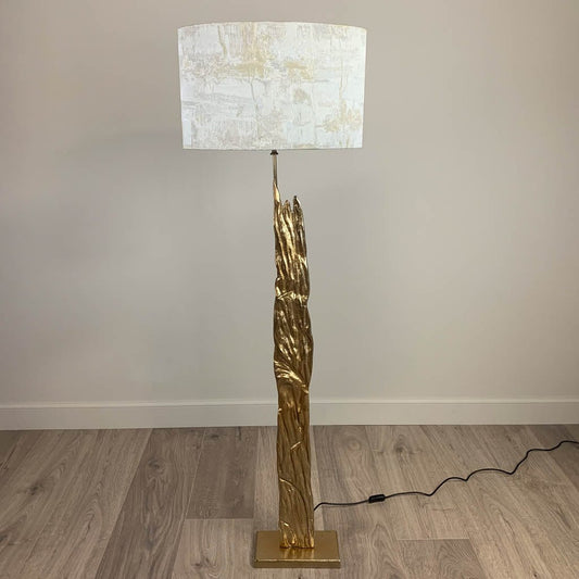 Trident Gold Floor Lamp with Hazel 1 Oval Shade