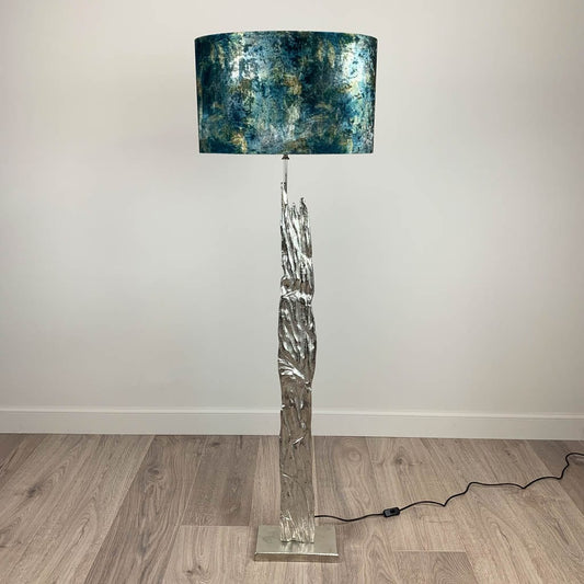 Trident Silver Floor Lamp with Rocke Bespoke Shade