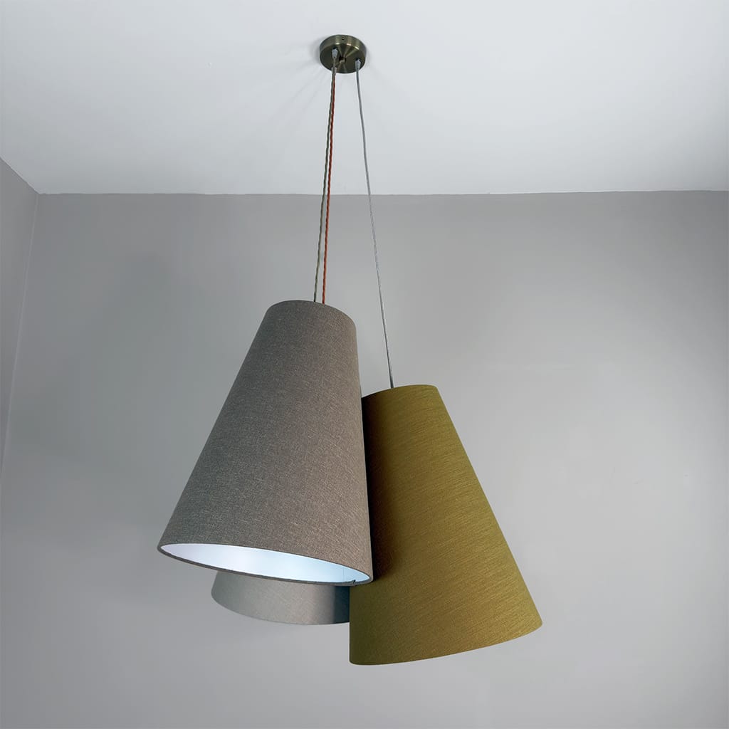 Troika Triple Pendant Shades in Saxon Linen