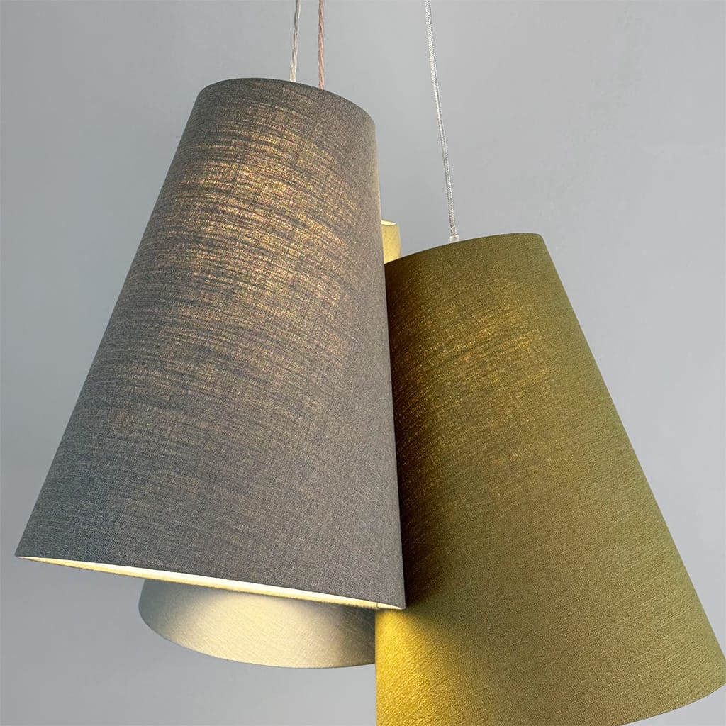 Troika Triple Pendant Shades in Saxon Linen