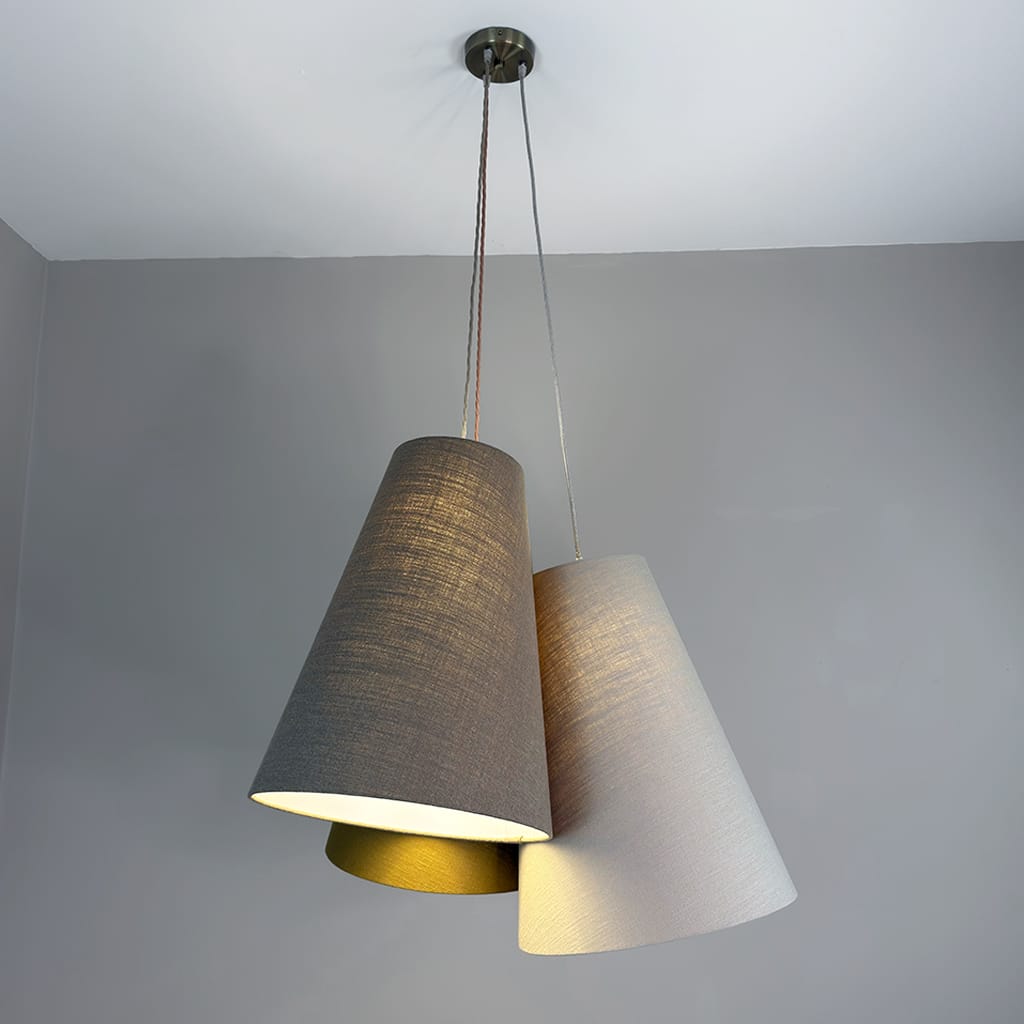 Troika Triple Pendant Shades in Saxon Linen