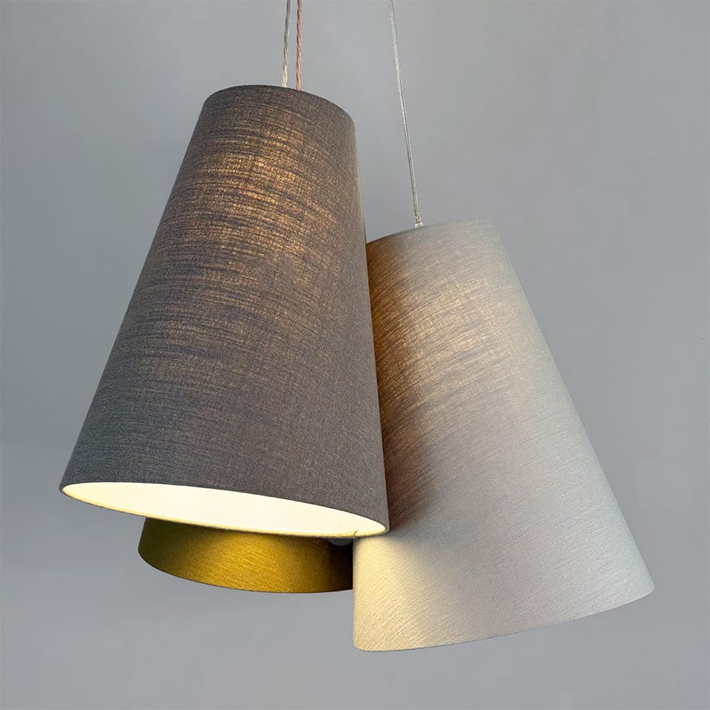 Troika Triple Pendant Shades in Saxon Linen