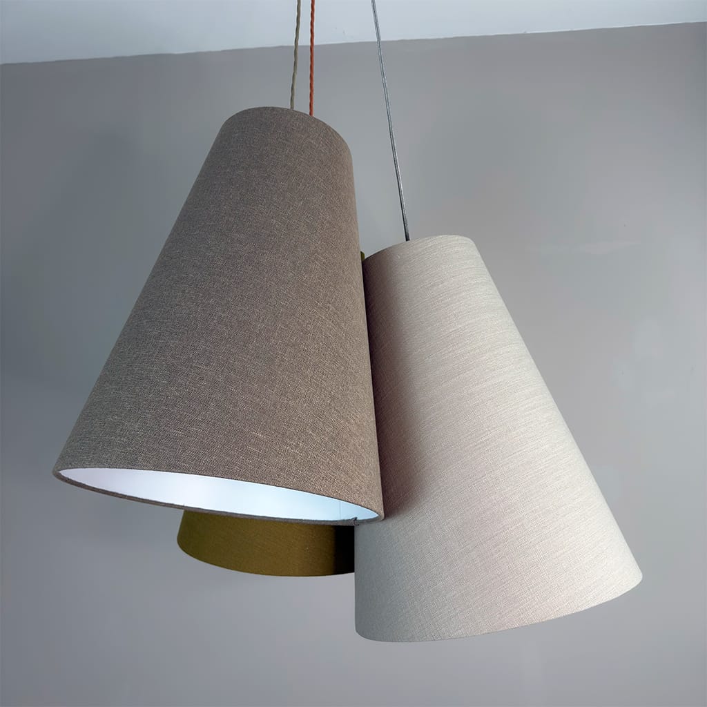 Troika Triple Pendant Shades in Saxon Linen