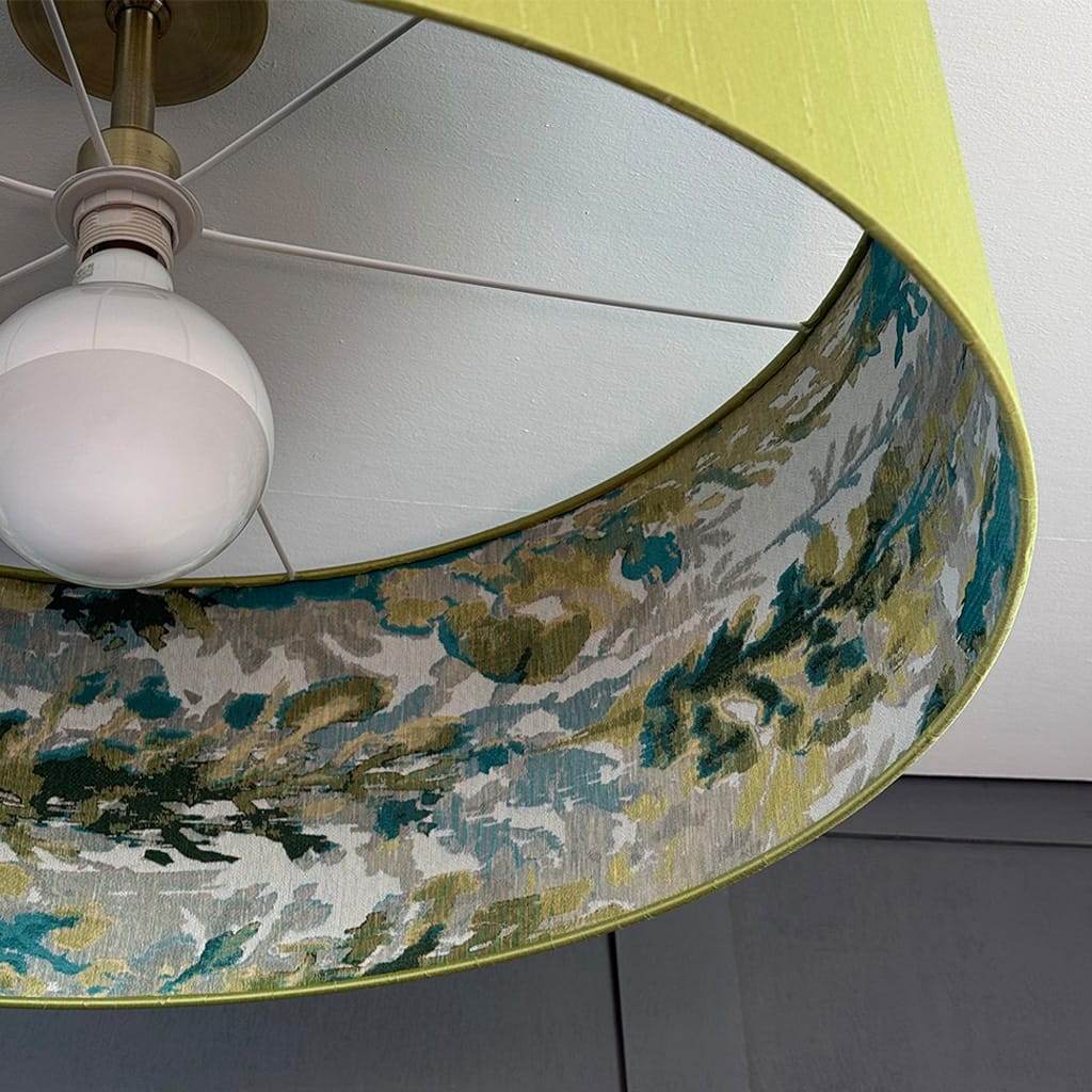 Lingdale Teal Lined Pendant Shade with Tussah Veridian
