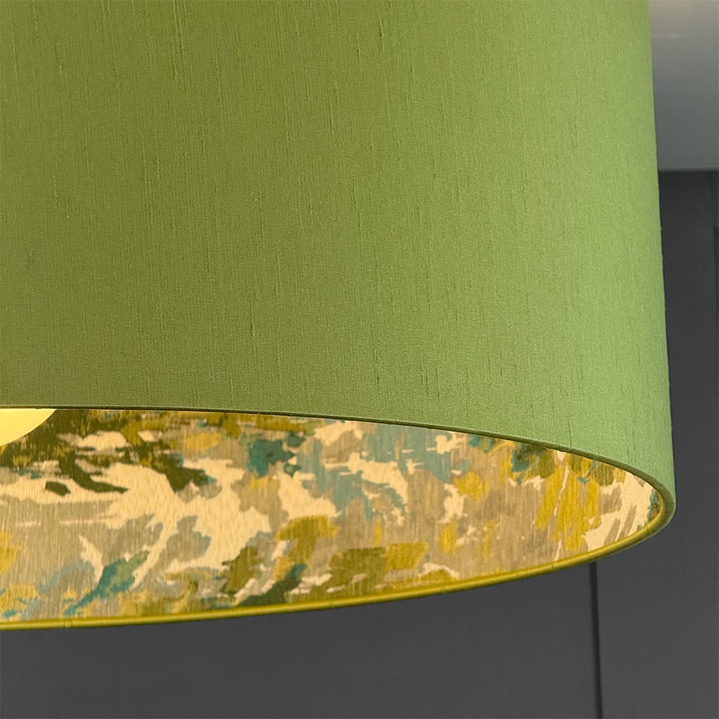 Lingdale Teal Lined Pendant Shade with Tussah Veridian