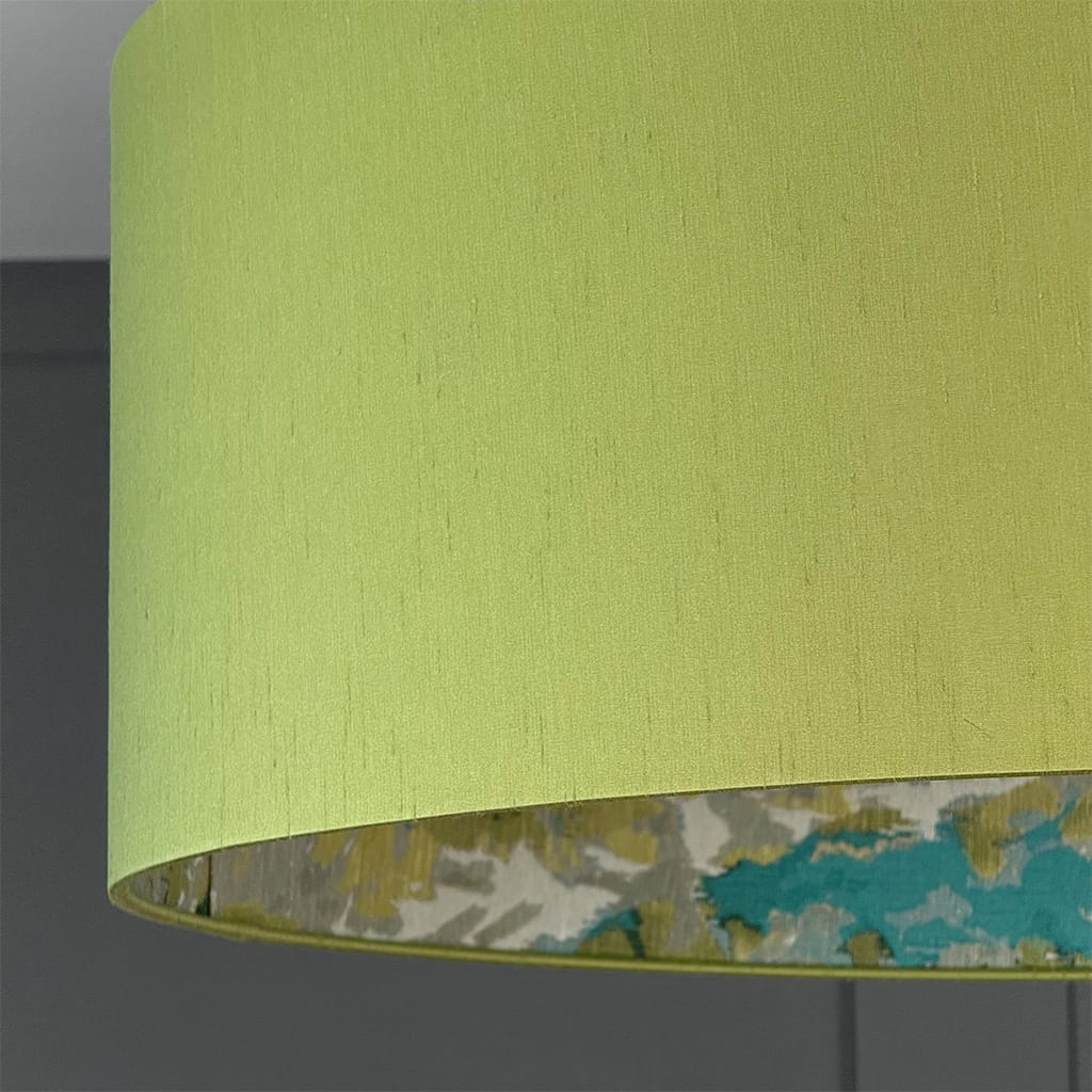 Lingdale Teal Lined Pendant Shade with Tussah Veridian