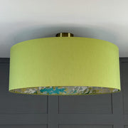 Lingdale Teal Lined Pendant Shade with Tussah Veridian