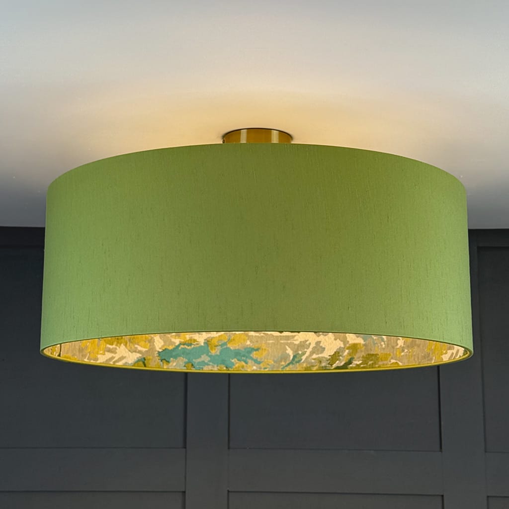 Lingdale Teal Lined Pendant Shade with Tussah Veridian