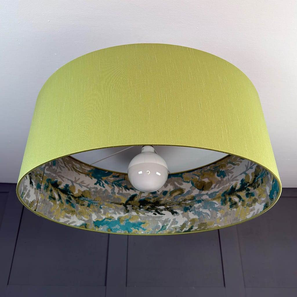 Lingdale Teal Lined Pendant Shade with Tussah Veridian