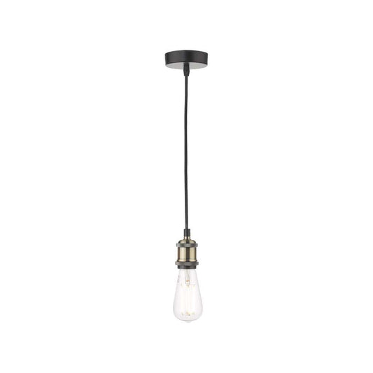 Waco Single E27 Suspension Antique Brass Matt Black