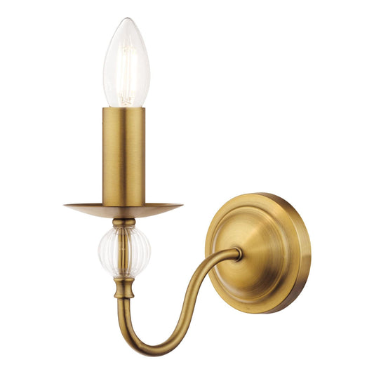 Wrest Park Wall Light Aged Brass and Ribbed Glass