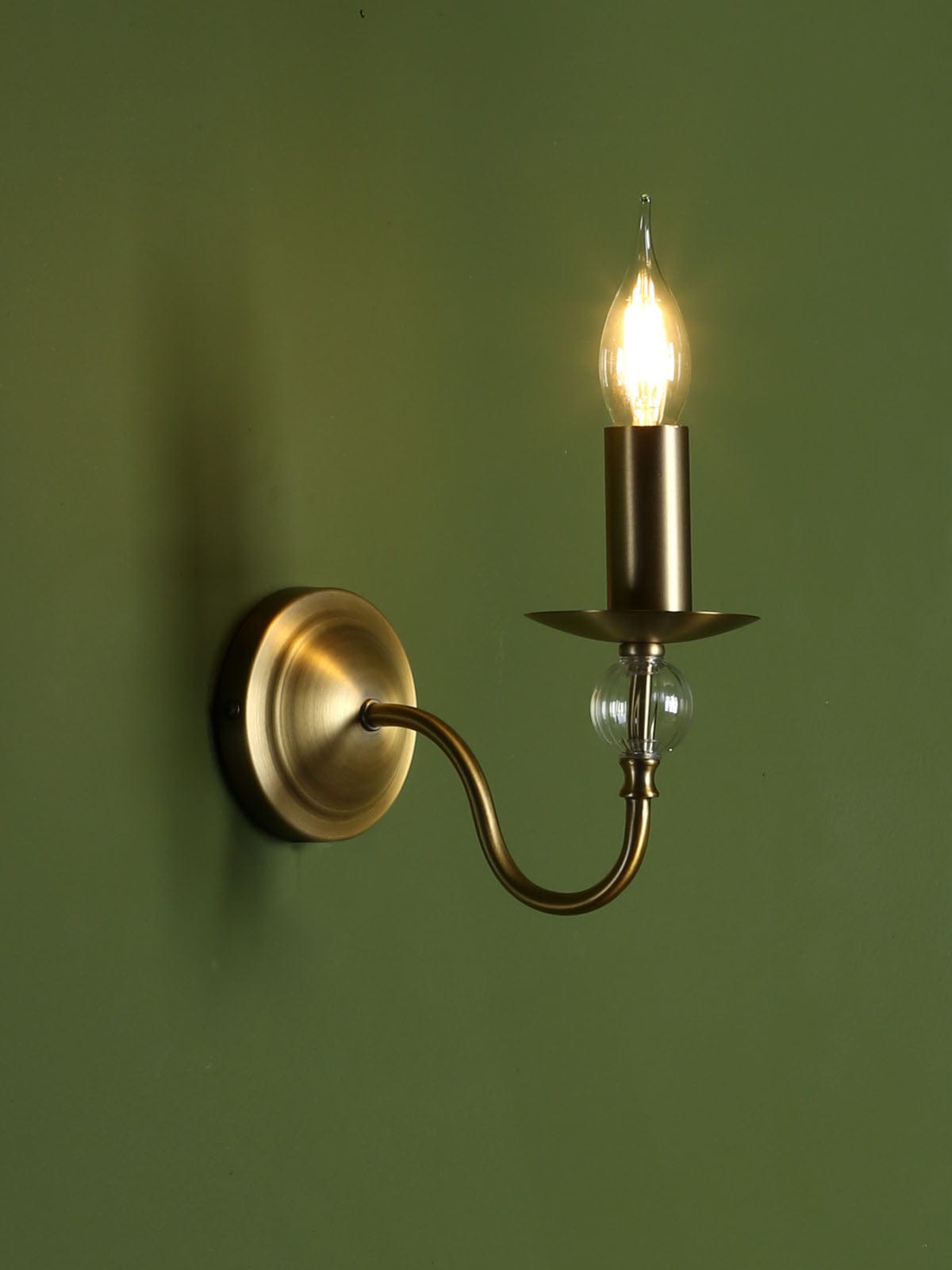 Wrest Park Wall Light Aged Brass and Ribbed Glass
