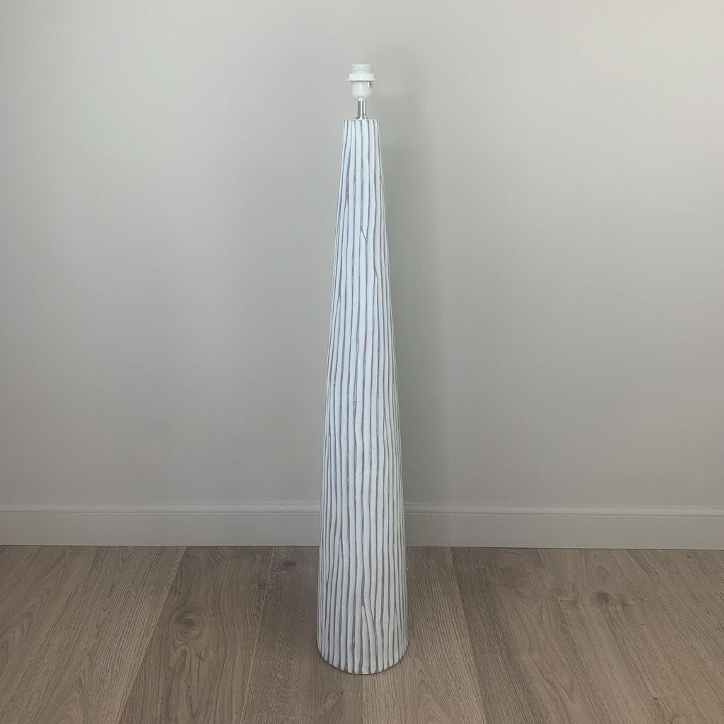 White Wood Effect Floor Lamp with Andes Clay Shade