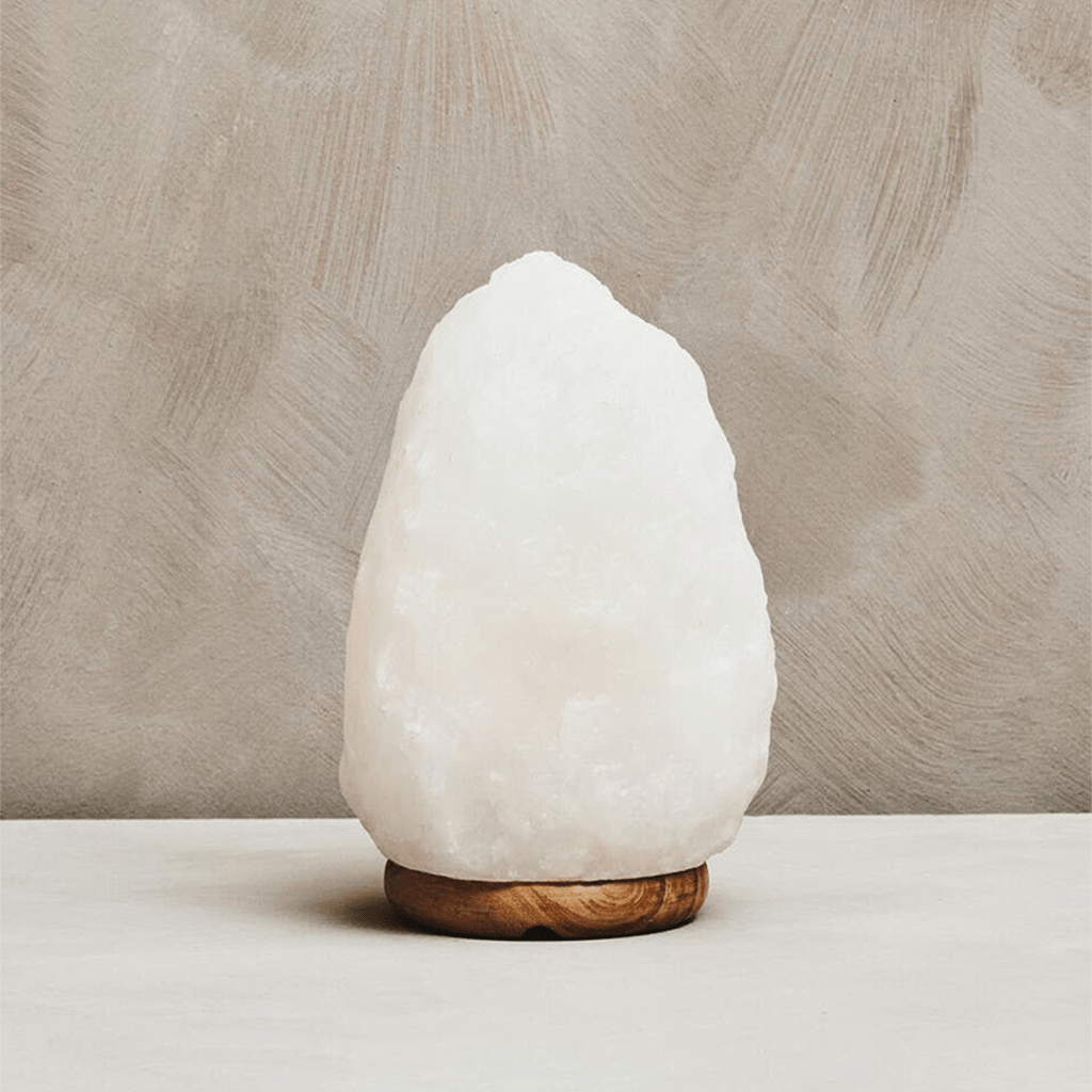 White stone lamp on a neutral background