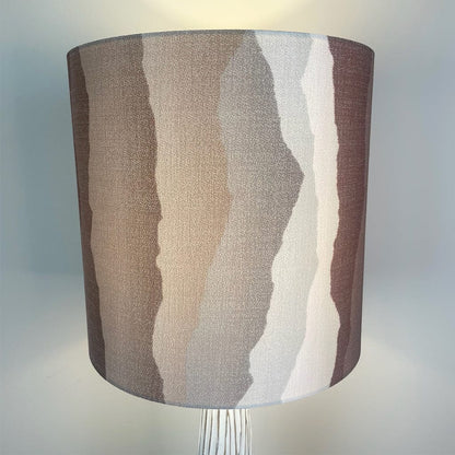 White Wood Effect Floor Lamp with Andes Clay Shade