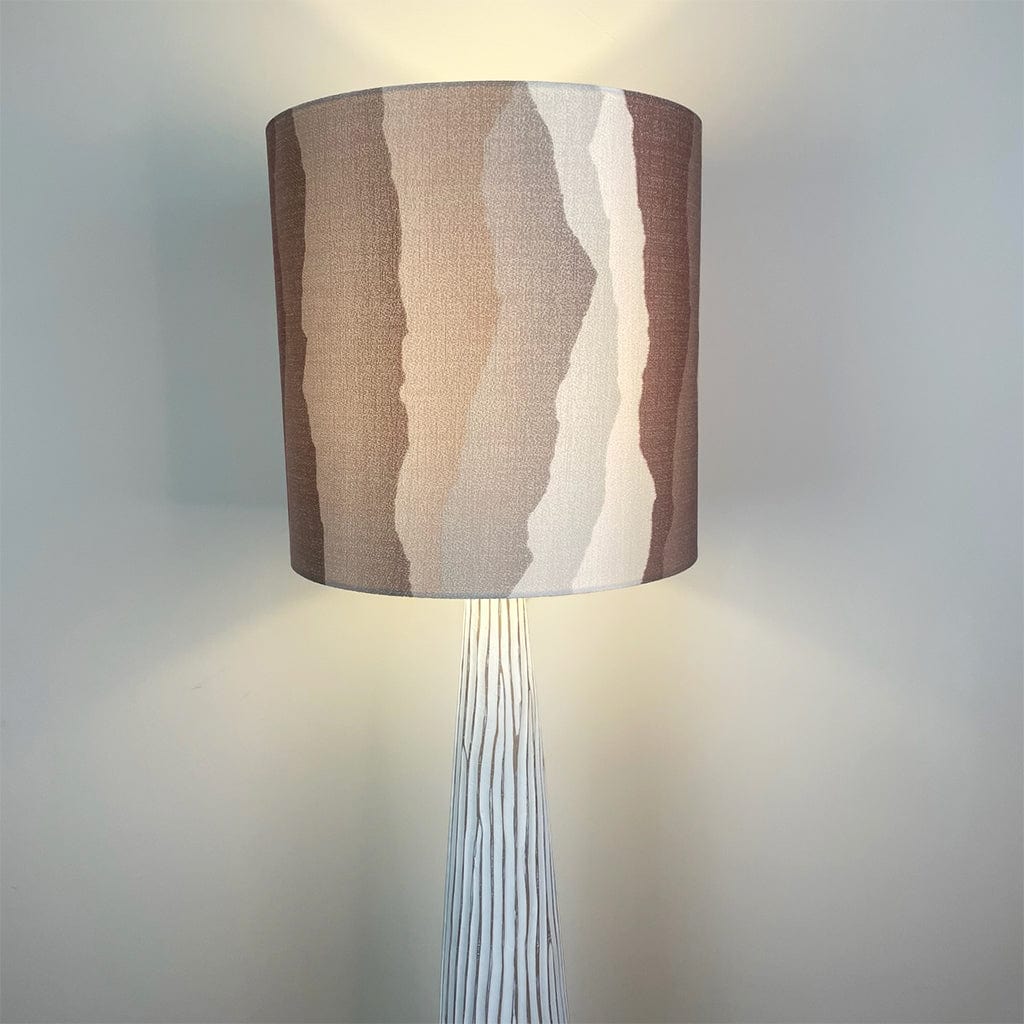 White Wood Effect Floor Lamp with Andes Clay Shade