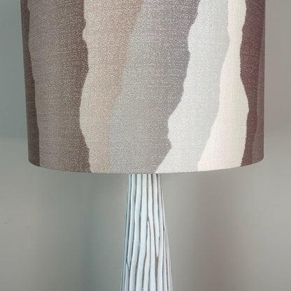 White Wood Effect Floor Lamp with Andes Clay Shade