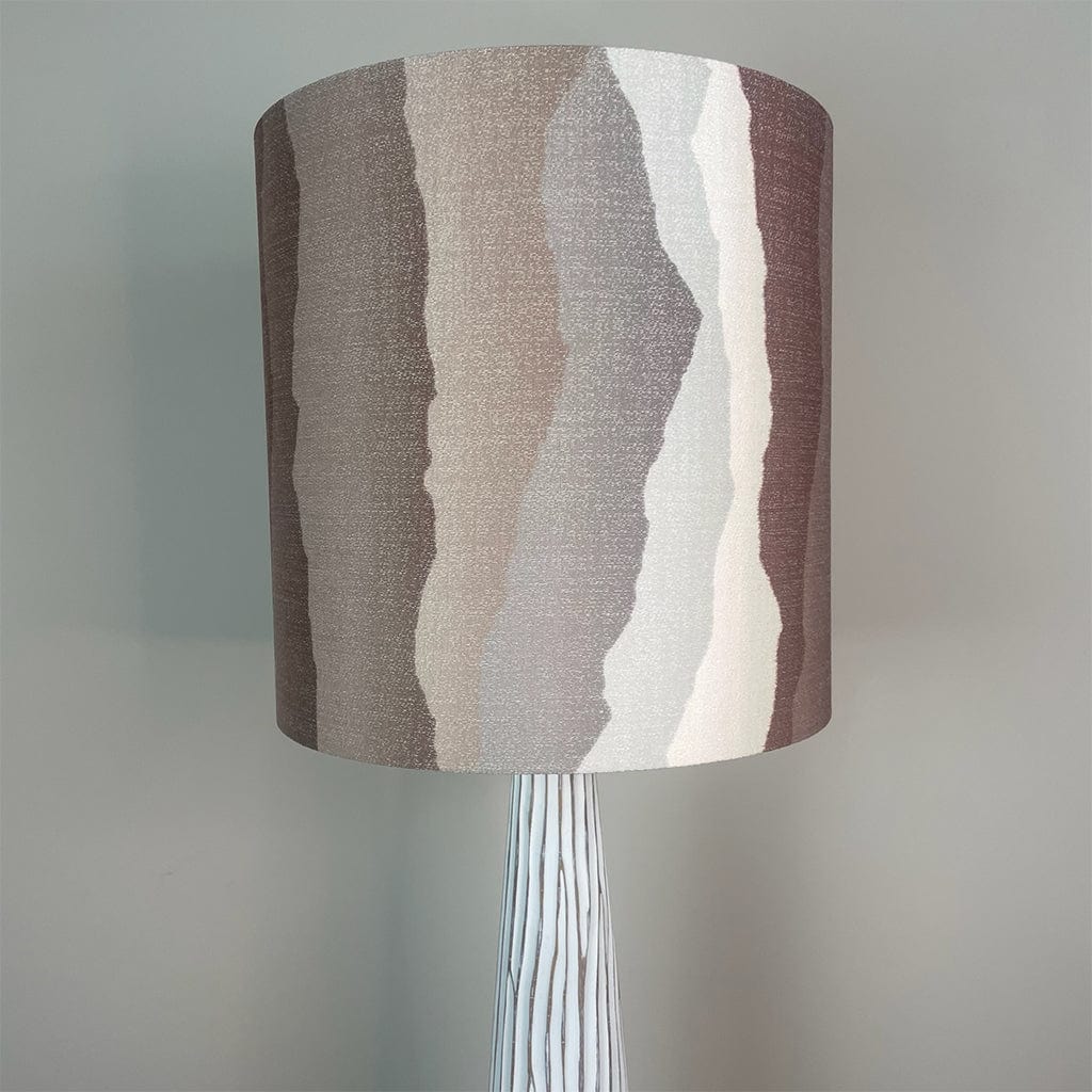 White Wood Effect Floor Lamp with Andes Clay Shade