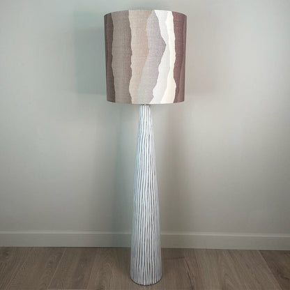 White Wood Effect Floor Lamp with Andes Clay Shade