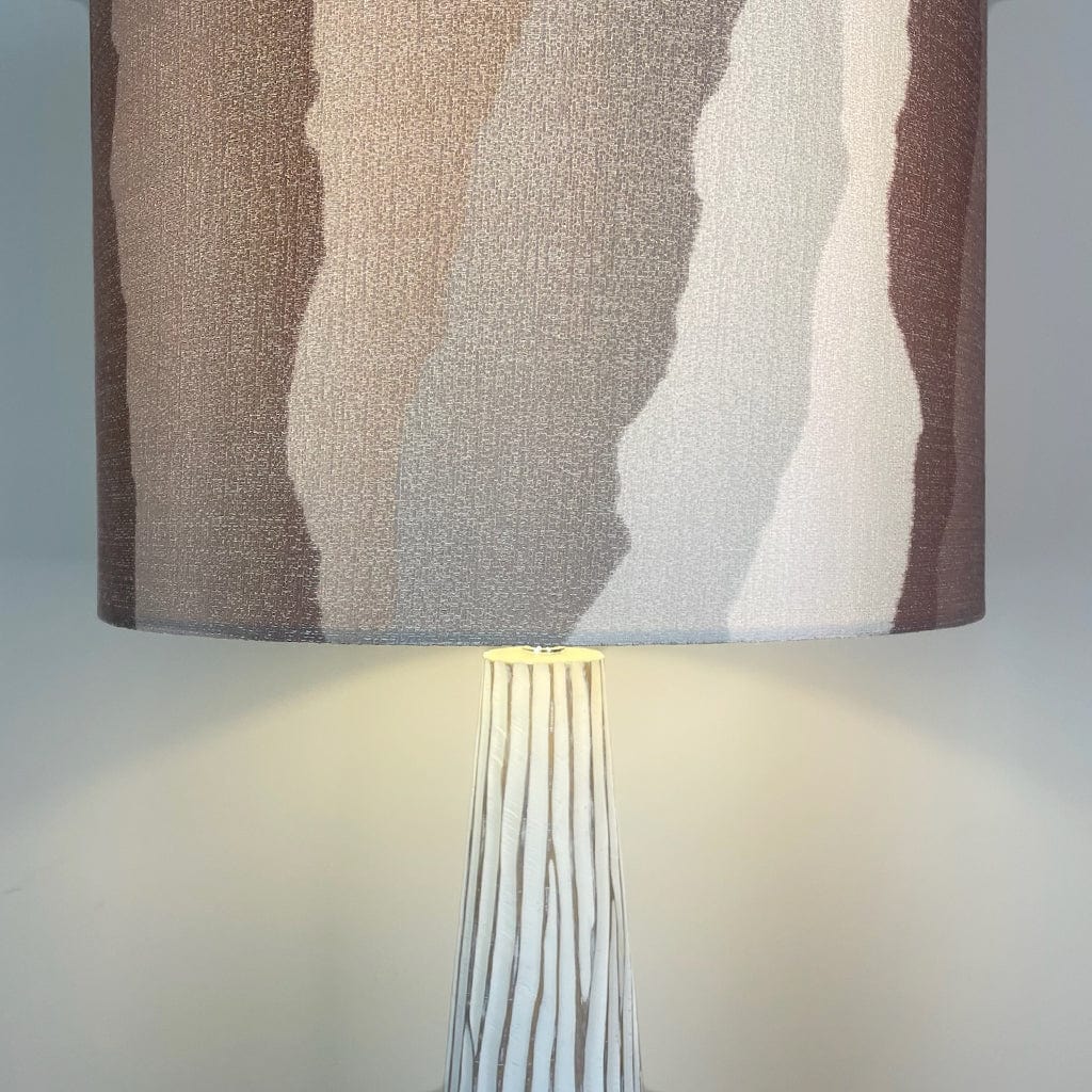 White Wood Effect Floor Lamp with Andes Clay Shade