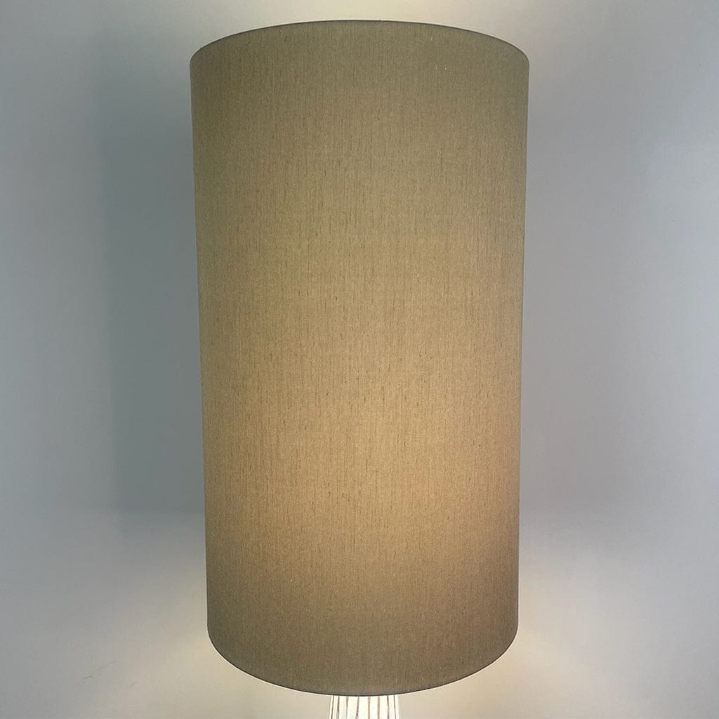 White Wood Effect Floor Lamp with Tussah Bronze Shade