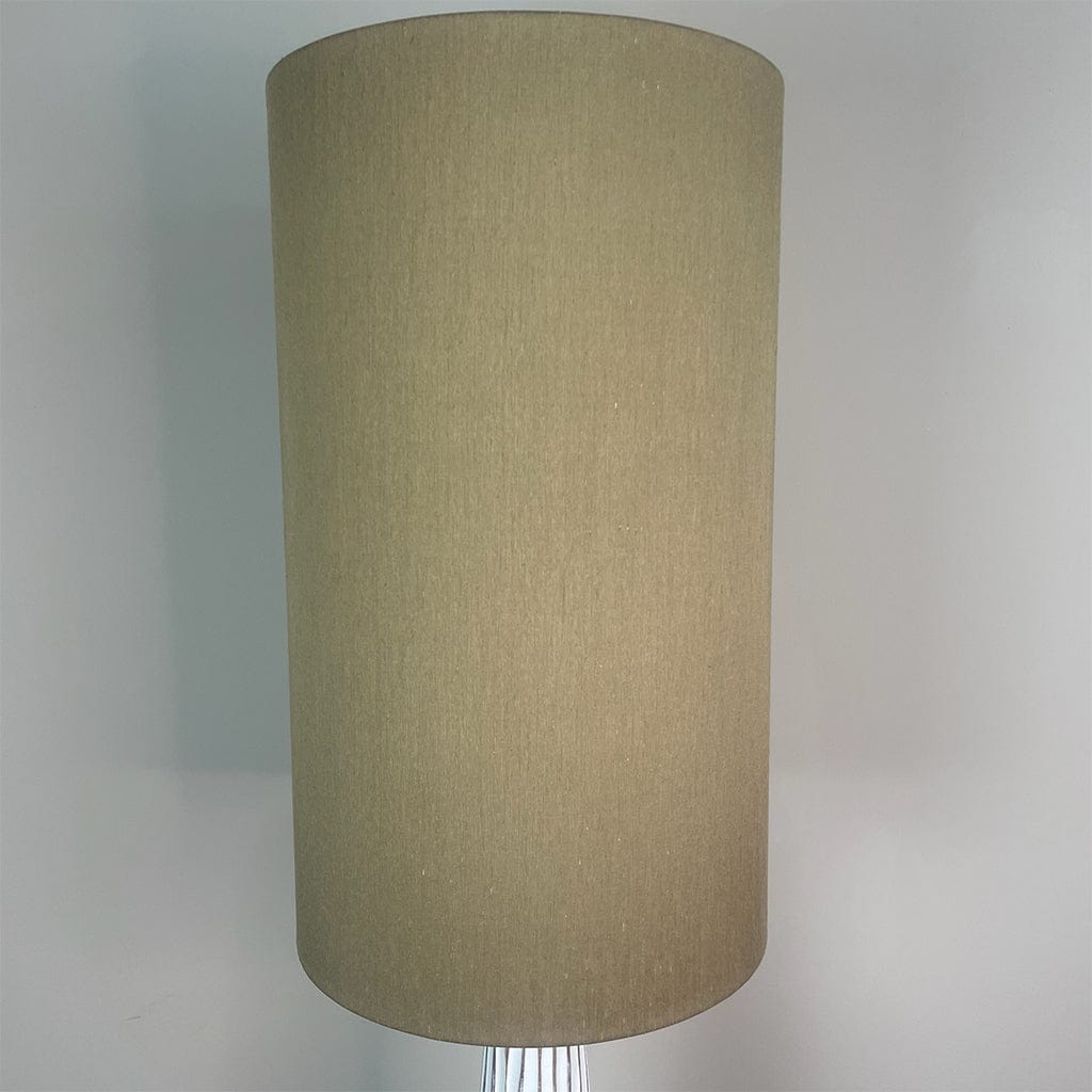 White Wood Effect Floor Lamp with Tussah Bronze Shade