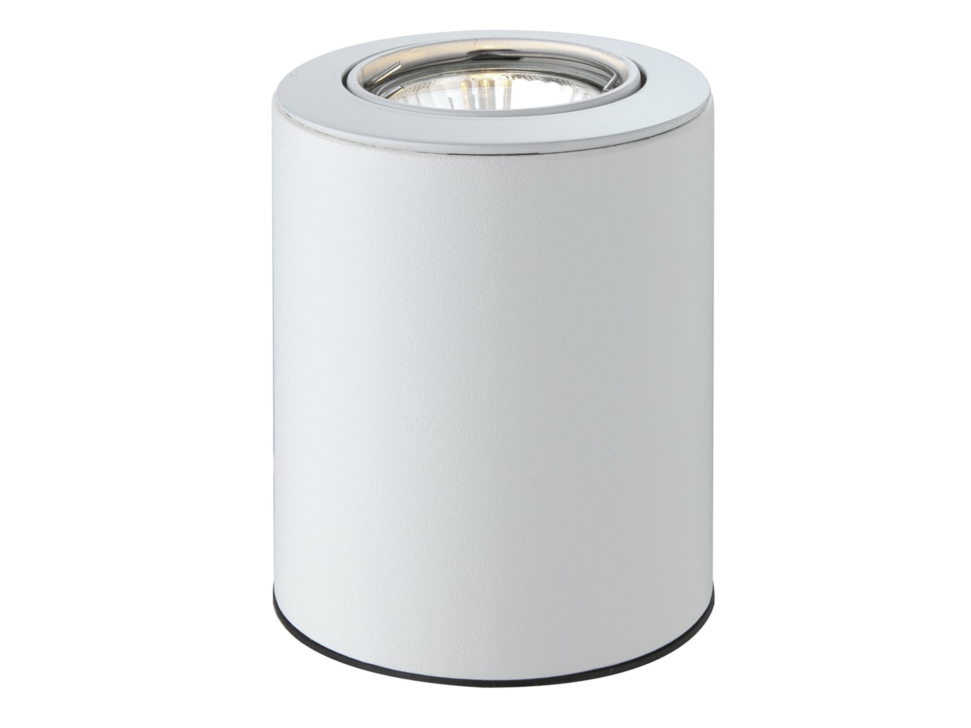 White cylindrical LED uplighter on a white background