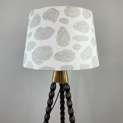 Wooden Spindle Tripod Floor Lamp with Bodie Ecru Boucle Shade