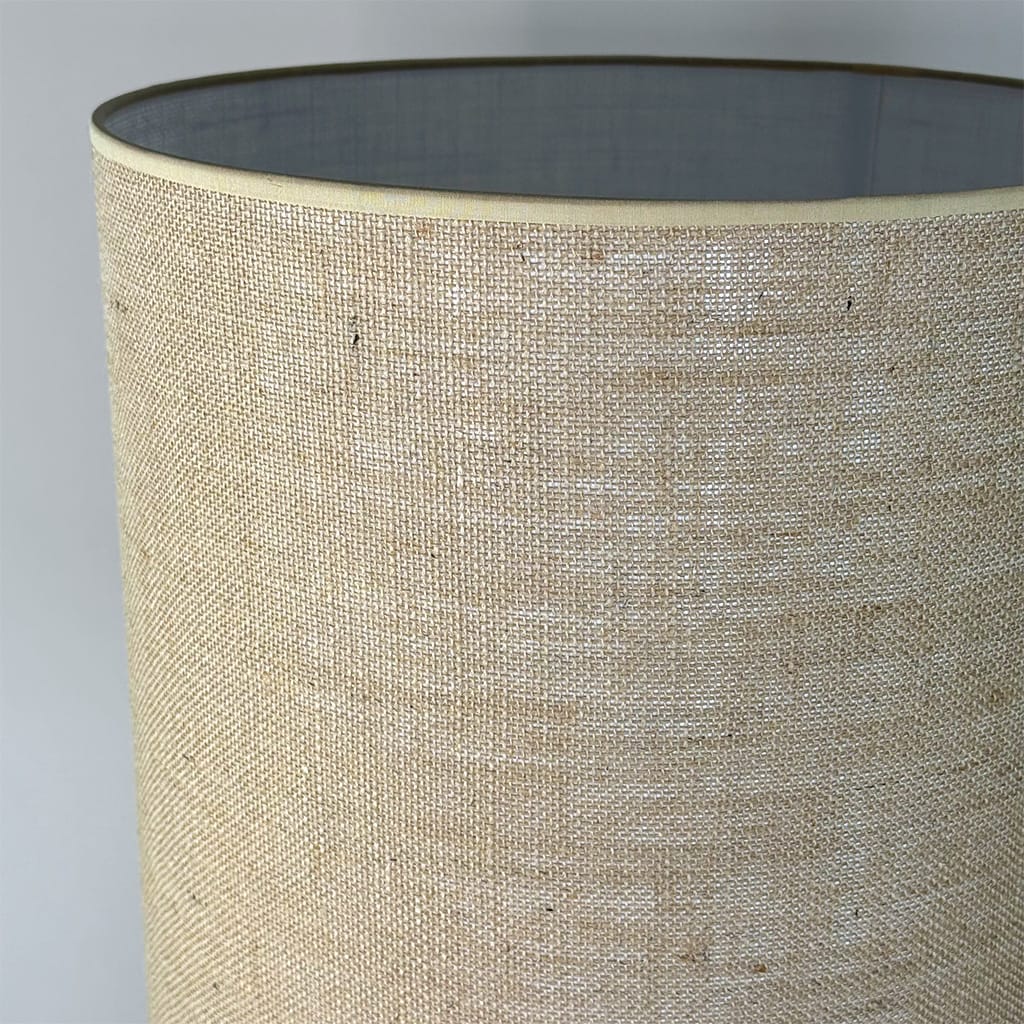 Ziva Round Wood Table Lamp with Hessian Shade