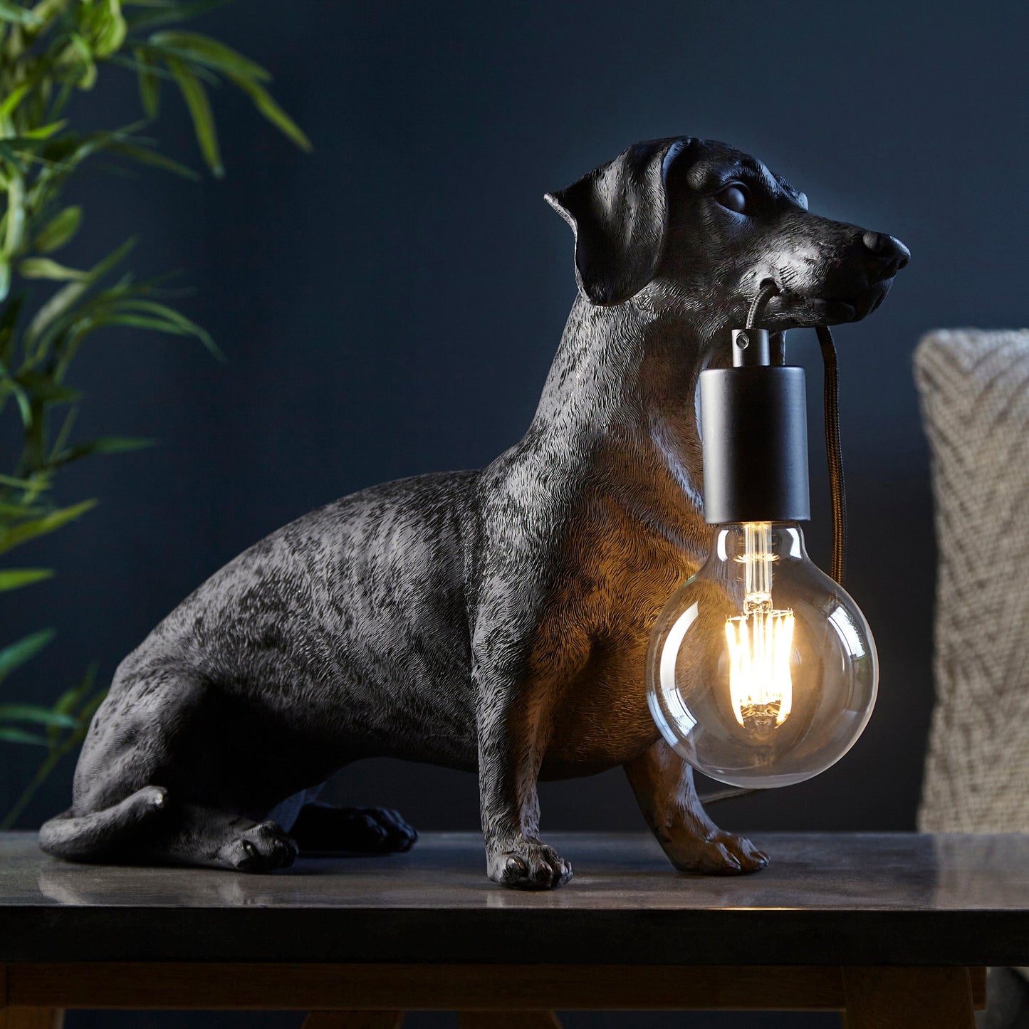 Dexter Matt Black Dachshund Table Light