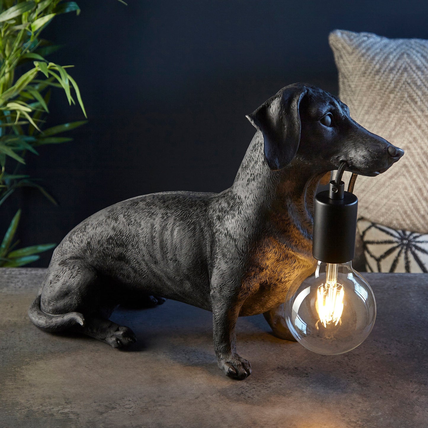 Dexter Matt Black Dachshund Table Light