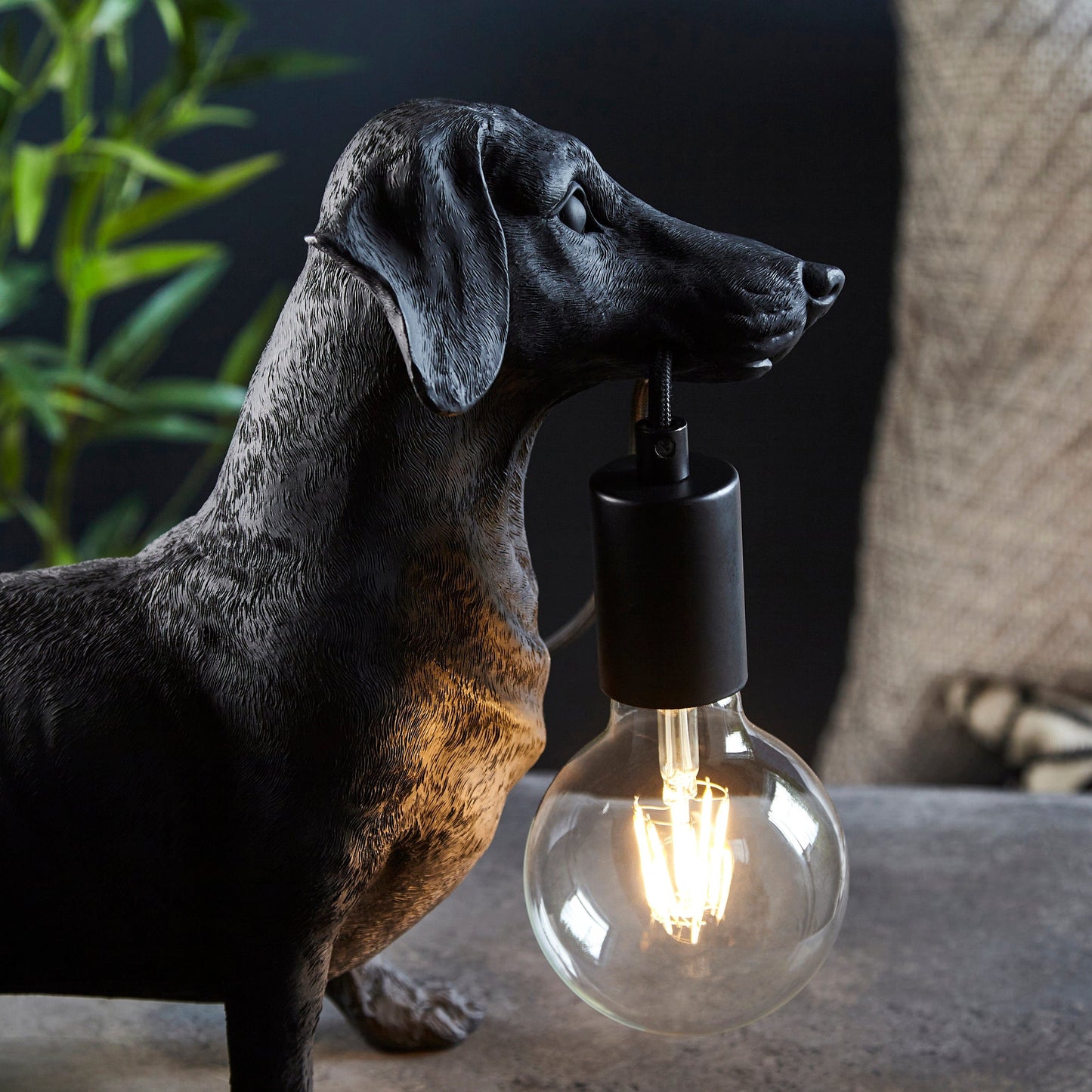 Dexter Matt Black Dachshund Table Light