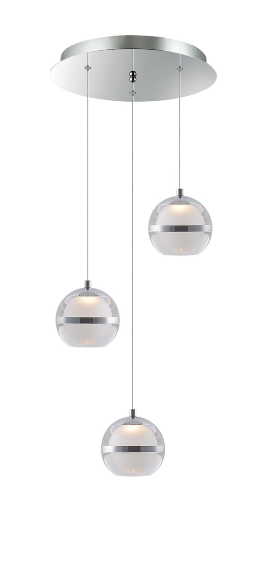 Banda Cluster 3 Light LED Round Pendant Polished Chrome