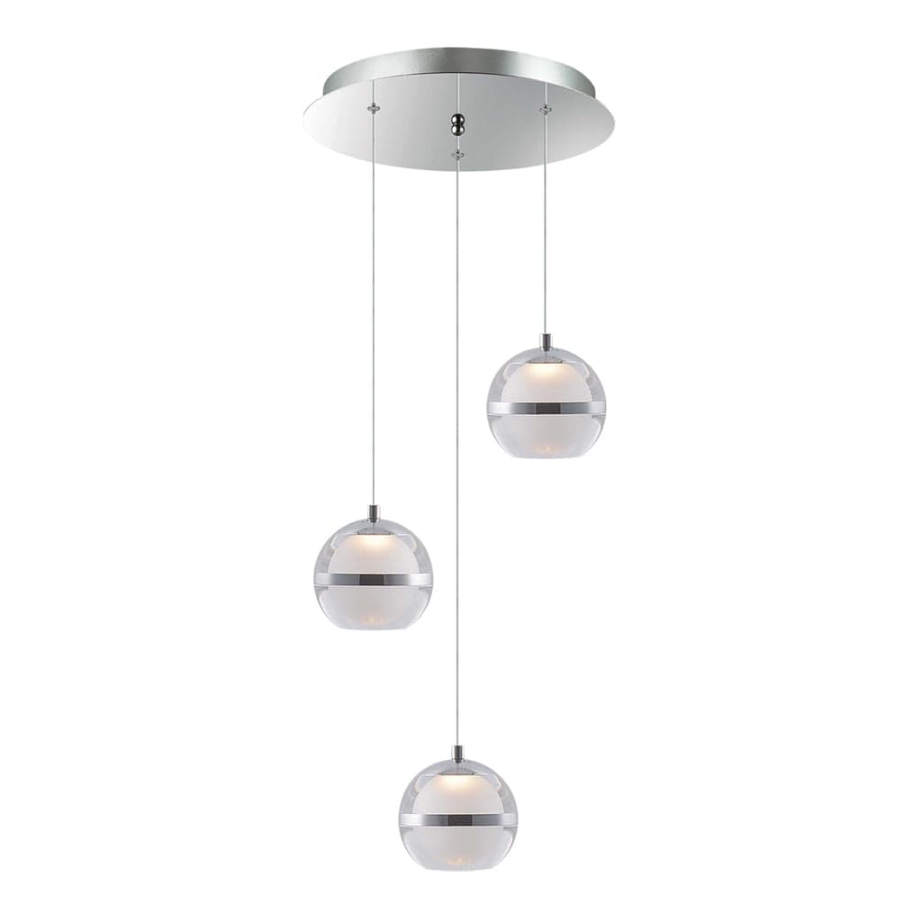 Banda Cluster 3 Light LED Polished Chrome Round Pendant