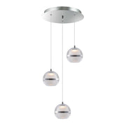 Banda Cluster 3 Light LED Polished Chrome Round Pendant