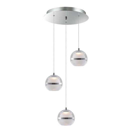 Banda Cluster 3 Light LED Polished Chrome Round Pendant