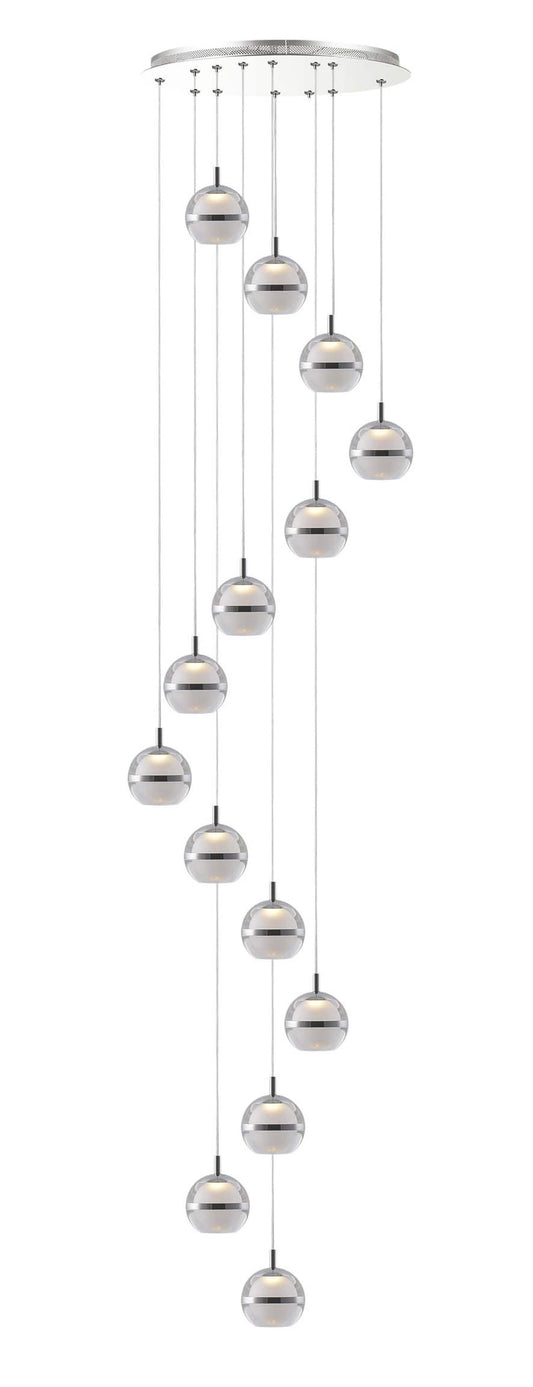 Banda Cluster 14 Light LED Round Pendant Polished Chrome