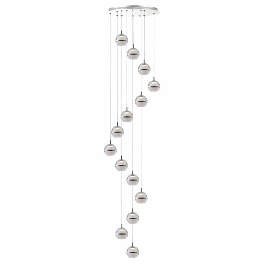 Banda Cluster 14 Light LED Polished Chrome Round Pendant