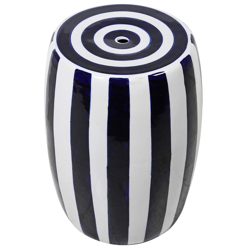 Blue Stripe Ceramic Stool